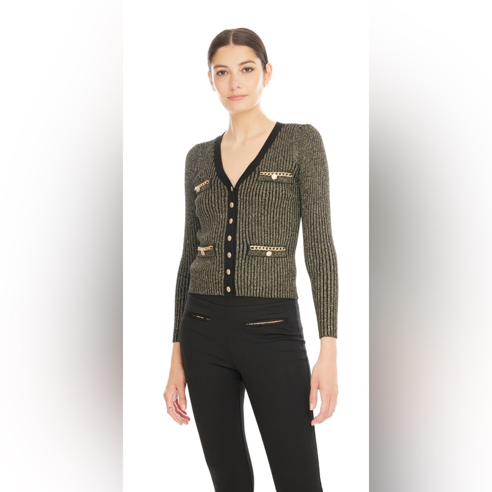 GENERATION LOVE Ruby Lurex Cardigan NWOT - Picture 2 of 11